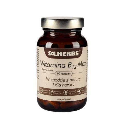 Miniaturka artykułu - SOLHERBS Witamina B12 Max, 90 kapsułek