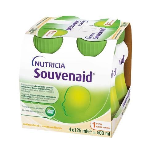 Miniaturka artykułu - Souvenaid Nap&oacute;j o smaku waniliowym, 4 x 125 ml USZKODZONE TEKTUROWE OPAKOWANIE/KR&Oacute;TKA DATA 25/08/2026