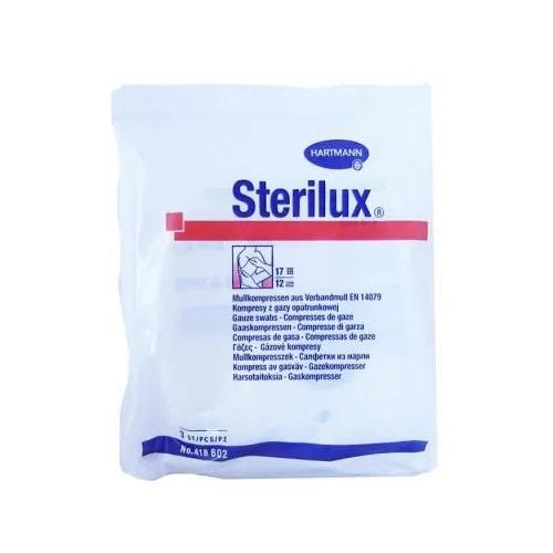 Miniaturka artykułu - STERILUX Kompresy gazowe jałowe 17-nitkowe 12-warstwowe 10cm x 10cm, 3szt.
