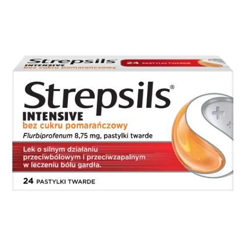 Miniaturka artykułu - Strepsils Intensive bez cukru pomarańczowe, 24 tabletki