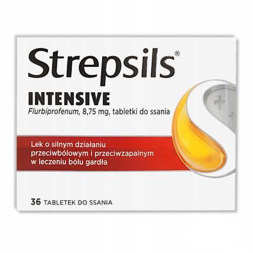 Miniaturka artykułu - STREPSILS Intensive tabletki do ssania o działaniu przeciwzapalnym w leczeniu b&oacute;lu gardła, 36tabl. USZKODZONE OPAKOWANIE