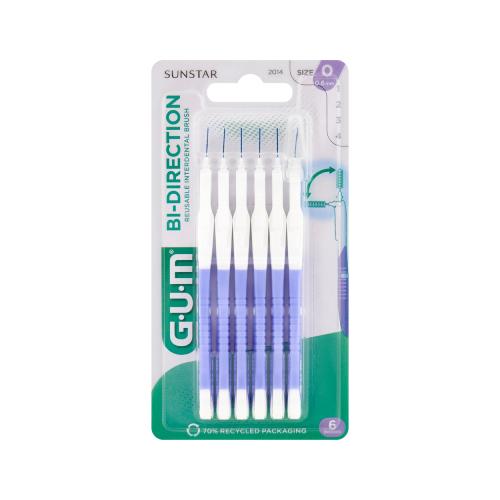 Miniaturka artykułu - Sunstar GUM Bi-Direction Szczoteczki międzyzębowe 0,6mm (wrzosowe 2014), 6 szt.