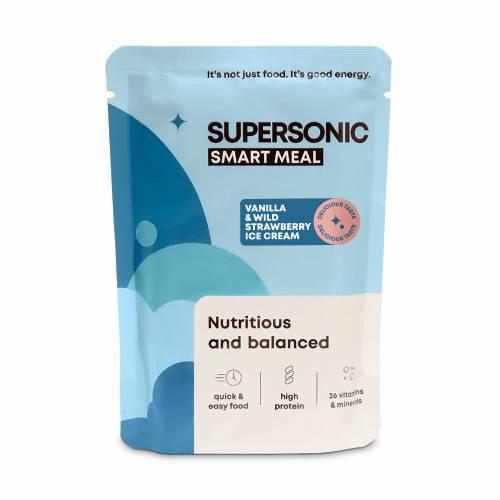 Miniaturka artykułu - SUPERSONIC Smart Meal Pełnowartościowy posiłek Lody waniliowe z dziką truskawką, 100g