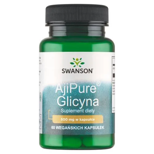 Miniaturka artykułu - SWANSON AjiPure Glicyna 500mg,  60 kapsułek wegetariańskich