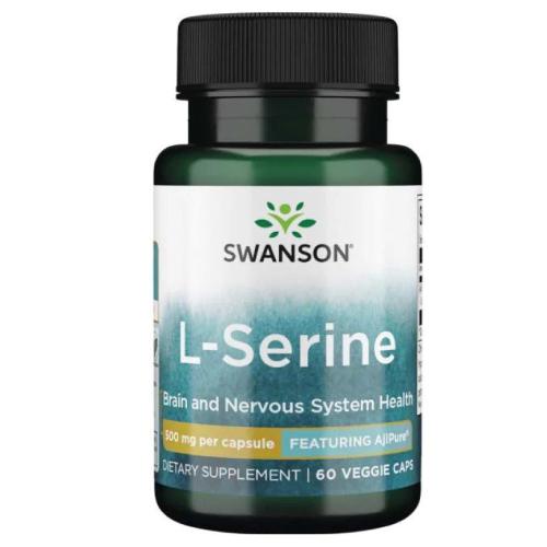 Miniaturka artykułu - SWANSON AjiPure L-seryna 500mg, 60 kapsułek wegetariańskich 