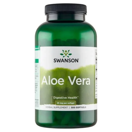 Miniaturka artykułu - SWANSON Aloe Vera 25mg, 300 kapsułek żelowych