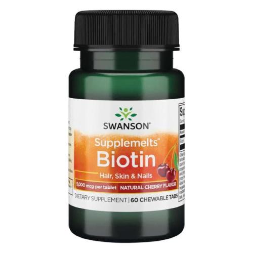 Miniaturka artykułu - SWANSON Biotyna, 60 tabletek do ssania