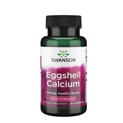 Miniaturka artykułu - SWANSON Eggshell Calcium & Vitamin D-3 Wapń ze skorupki jajka + witamina D3, 60 kapsułek