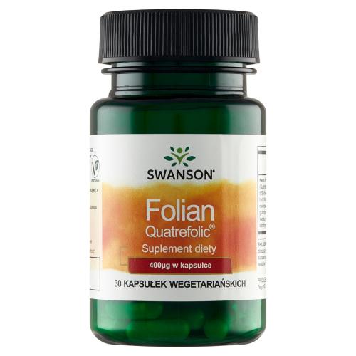 Miniaturka artykułu - SWANSON Folian Quatrefolic 400mcg, 30 kapsułek wegetariańskich 