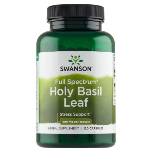 Miniaturka artykułu - SWANSON FS Holy Basil Leaf  liść bazylii 400mg, 120 kapsułek