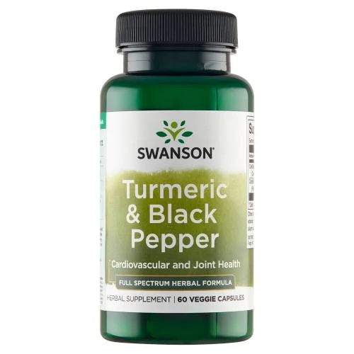 Miniaturka artykułu - SWANSON FS Turmeric & Black Pepper Turmeric i Czarny pieprz, 60 kapsułek wegetariańskich