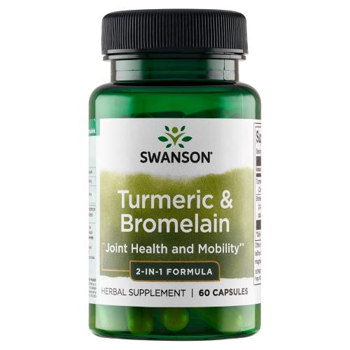 Miniaturka artykułu - SWANSON FS Turmeric & Bromelina, 60 kapsułek 