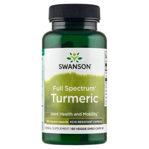 Miniaturka artykułu - SWANSON FS Turmeric op&oacute;źnione uwalnianie 750mg,  60 kapsułek wegetariańskich