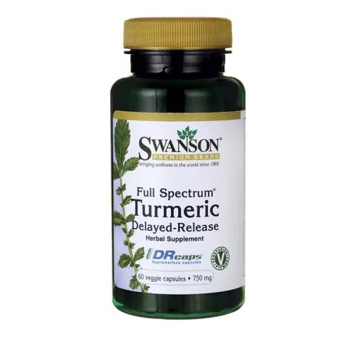Miniaturka artykułu - SWANSON FS Turmeric op&oacute;źnione uwalnianie 750mg,  60 kapsułek wegetariańskich 