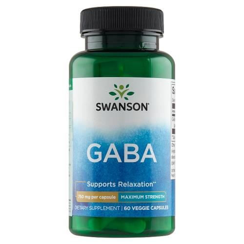 Miniaturka artykułu - SWANSON GABA Forte 750 mg, 60 kaps.
