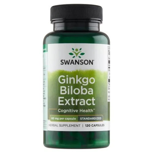 Miniaturka artykułu - SWANSON Ginkgo Biloba ekstrakt 60mg, 120 kapsułek