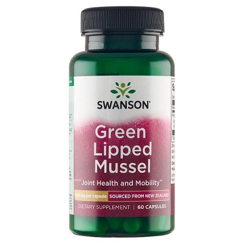 Miniaturka artykułu - SWANSON Green Lipped Musssel Nowozelandzka liofililizowana zielona małża 500mg, 60 kapsułek