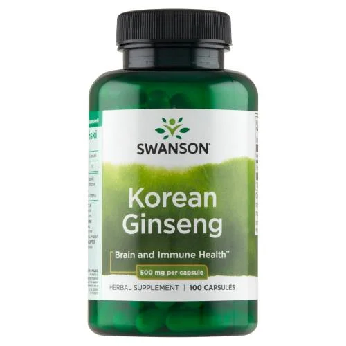Miniaturka artykułu - SWANSON Korean Ginseng Żeń-Szeń koreański 500mg, 100 kapsułek