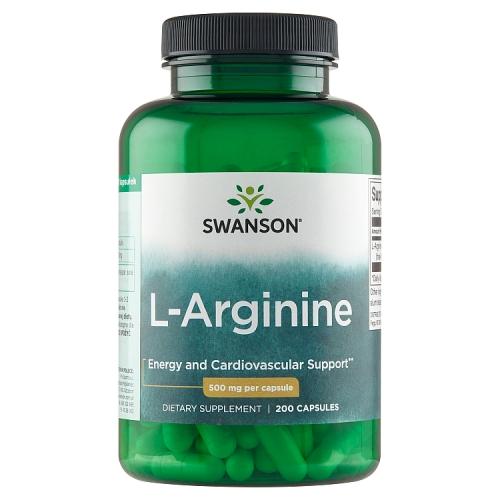 Miniaturka artykułu - SWANSON L-ARGININA 500mg - 200 kapsułek 