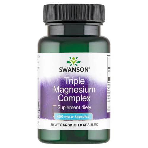 Miniaturka artykułu - Swanson Triple Magnesium complex Kompleks trzech form magnezu 400 mg, 30 kaps.