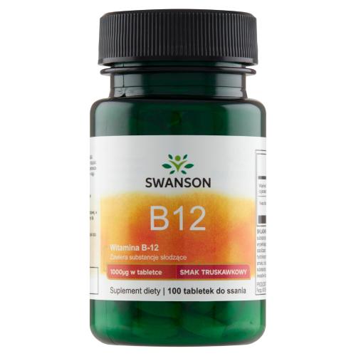 Miniaturka artykułu - SWANSON Witamina  B-12 1000mcg, 100 tabletek do ssania
