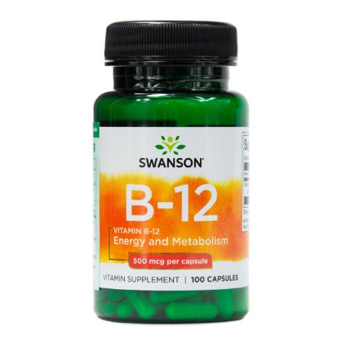 Miniaturka artykułu - SWANSON Witamina B-12 500 mcg, 100 kaps