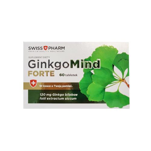 Miniaturka artykułu - Swiss+Pharm Ginkgo Mind Forte, 60 tabletek