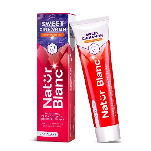 Miniaturka artykułu - SYLVECO Natur Blanc Pasta do zęb&oacute;w remineralizująca SWEET CINNAMON, 100 ml