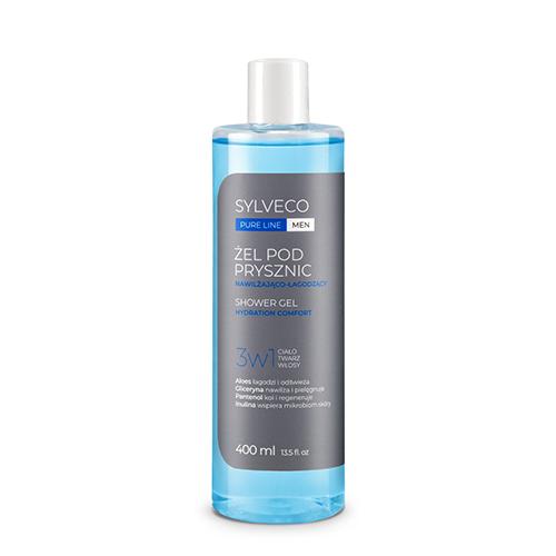 Miniaturka artykułu - Sylveco Pure Line Men Nawilżająco-łagodzący żel pod prysznic 3w1, 400 ml