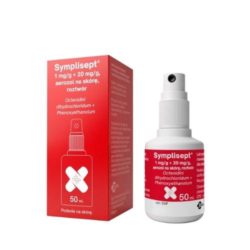 Miniaturka artykułu - Symplisept 1 mg/g + 20 mg/g aerozol na sk&oacute;rę, roztw&oacute;r, 50 ml