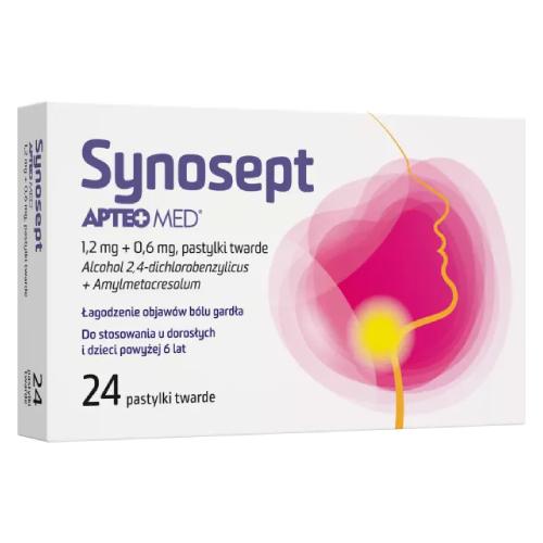 Miniaturka artykułu - Synosept Apteo Med 1,2 mg + 0,6 mg, 24 pastylki twarde