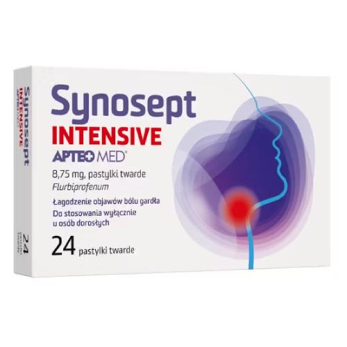 Miniaturka artykułu - Apteo Med Synosept Intensive, 24 pastylki - lek na b&oacute;l gardła