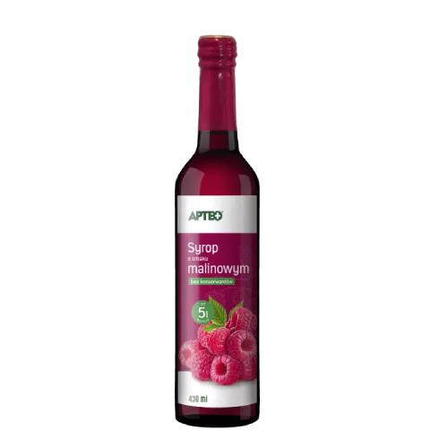Miniaturka artykułu - Syrop o smaku malinowym APTEO, 430ml