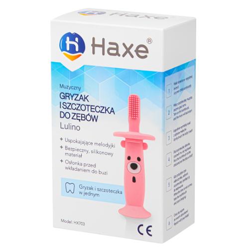 Miniaturka artykułu - Haxe Lulino Muzyczna szczoteczka gryzak do zęb&oacute;w dla dzieci r&oacute;żowa, 1 szt.