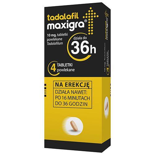 Miniaturka artykułu - Tadalafil Maxigra 10mg, 4 tabletki powlekane USZKODZONE TEKTUROWE OPAKOWANIE