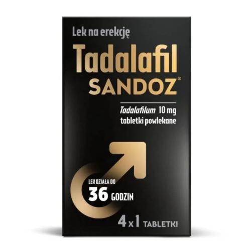 Miniaturka artykułu - Tadalafil Sandoz 10 mg, 4 tabletki - lek na zaburzenia erekcji