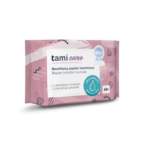 Miniaturka artykułu - TAMI Care Nawilżany papier toaletowy spłukiwalny, 60szt. KR&Oacute;TKA DATA 31.10.2026