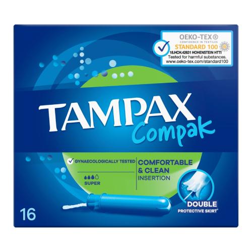 Miniaturka artykułu - TAMPAX Compak Super Tampony z aplikatorem, 16 sztuk