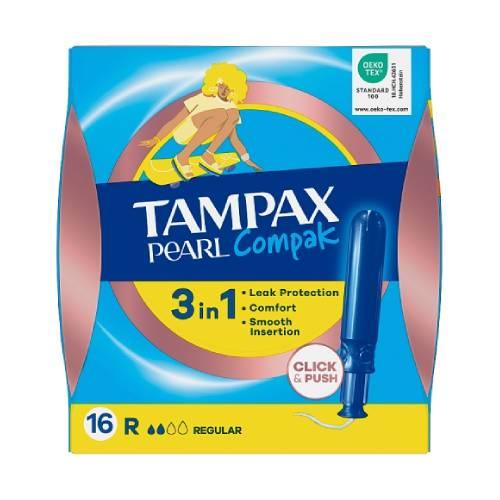 Miniaturka artykułu - TAMPAX Pearl Compak Regular Tampony z aplikatorem, 16 sztuk