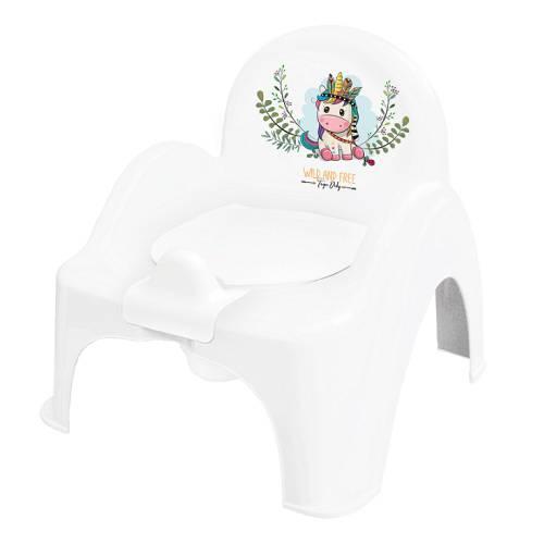 Miniaturka artykułu - TEGA BABY Nocnik krzesełko z pozytywką DZIKI ZACHÓD biały - jednorożec, 1szt.