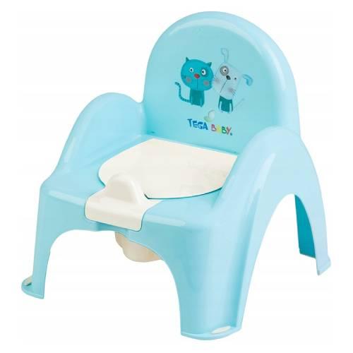 Miniaturka artykułu - TEGA BABY Nocnik krzesełko z pozytywką PIES I KOT niebieski, 1szt.