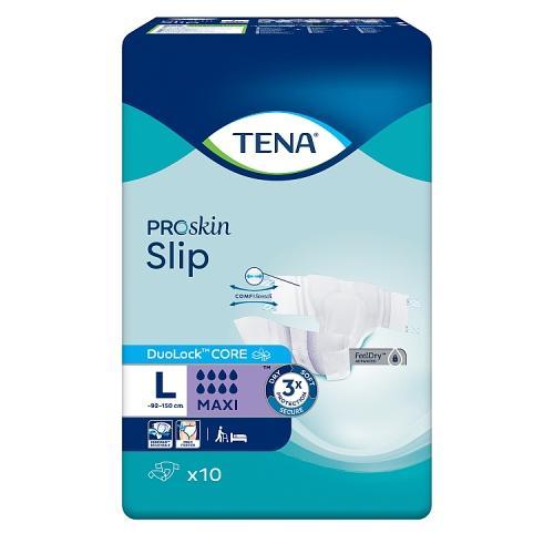 Miniaturka artykułu - Tena ProSkin Slip Pieluchomajtki z rzepami Maxi L, 10 szt. USZKODZONE FOLIOWE OPAKOWANIE