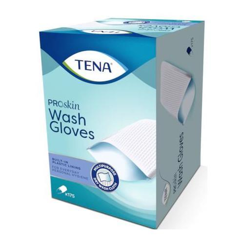 Miniaturka artykułu - Tena ProSkin Wash Gloves Jednorazowe rękawice do mycia, 175szt. USZKODZONE KARTONOWE OPAKOWANIE