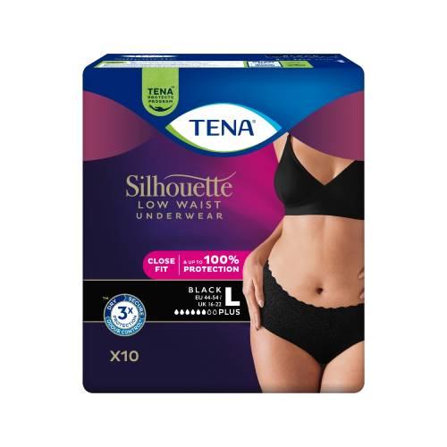 Miniaturka artykułu - Tena Silhouette Plus Black Dyskretna bielizna chłonna dla kobiet L, 10 szt.