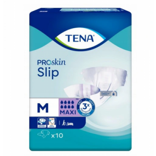 Miniaturka artykułu - TENA SLIP PROSKIN Maxi M, 10 szt - pieluchomajtki USZKODZONE OPAKOWANIE 