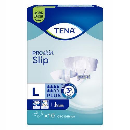 Miniaturka artykułu - TENA Slip ProSkin Plus L, 10 szt.  - pieluchomajtki KR&Oacute;TKA DATA 25.10.2026