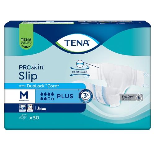 Miniaturka artykułu - Tena ProSkin Slip Pieluchomajtki z rzepami Plus M, 30 szt.