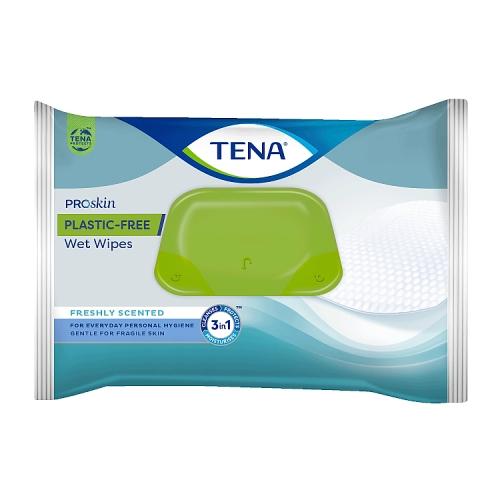 Miniaturka artykułu - Tena Wet Wipes ProSkin Plastic-Free Chusteczki nawilżane, 48 szt.