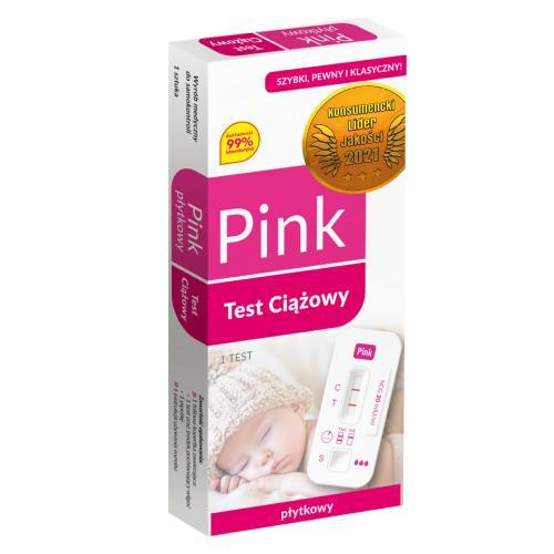 Test ciążowy PINK-TEST płytkowy - 1 sztuka USZKODZONE TEKTUROWE OPAKOWANIE