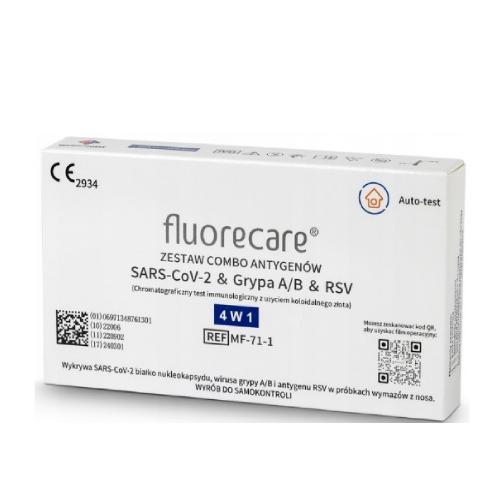 Miniaturka artykułu - Test FLUORECARE COVID-19 Grypa A+B, RSV Combo USZKODZONE OPAKOWANIE TEKTUROWE 